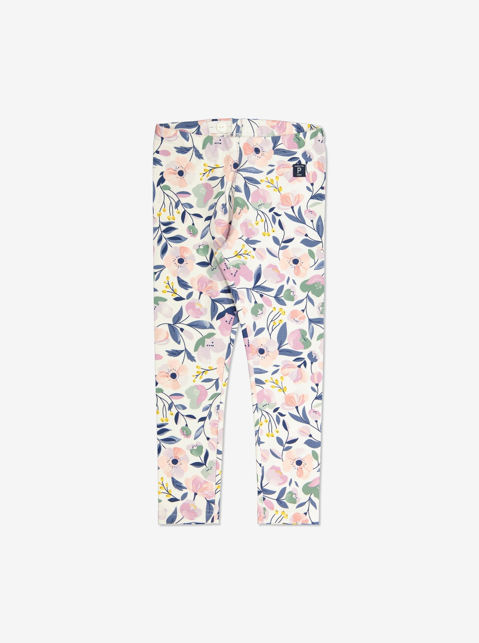  Organic White Floral Kids Leggings from Polarn O. Pyret Kidswear. Made from sustainably sourced materials.