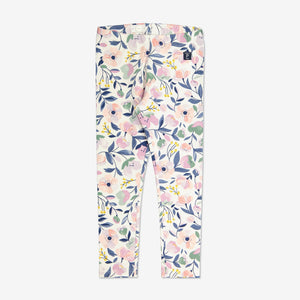  Organic White Floral Kids Leggings from Polarn O. Pyret Kidswear. Made from sustainably sourced materials.