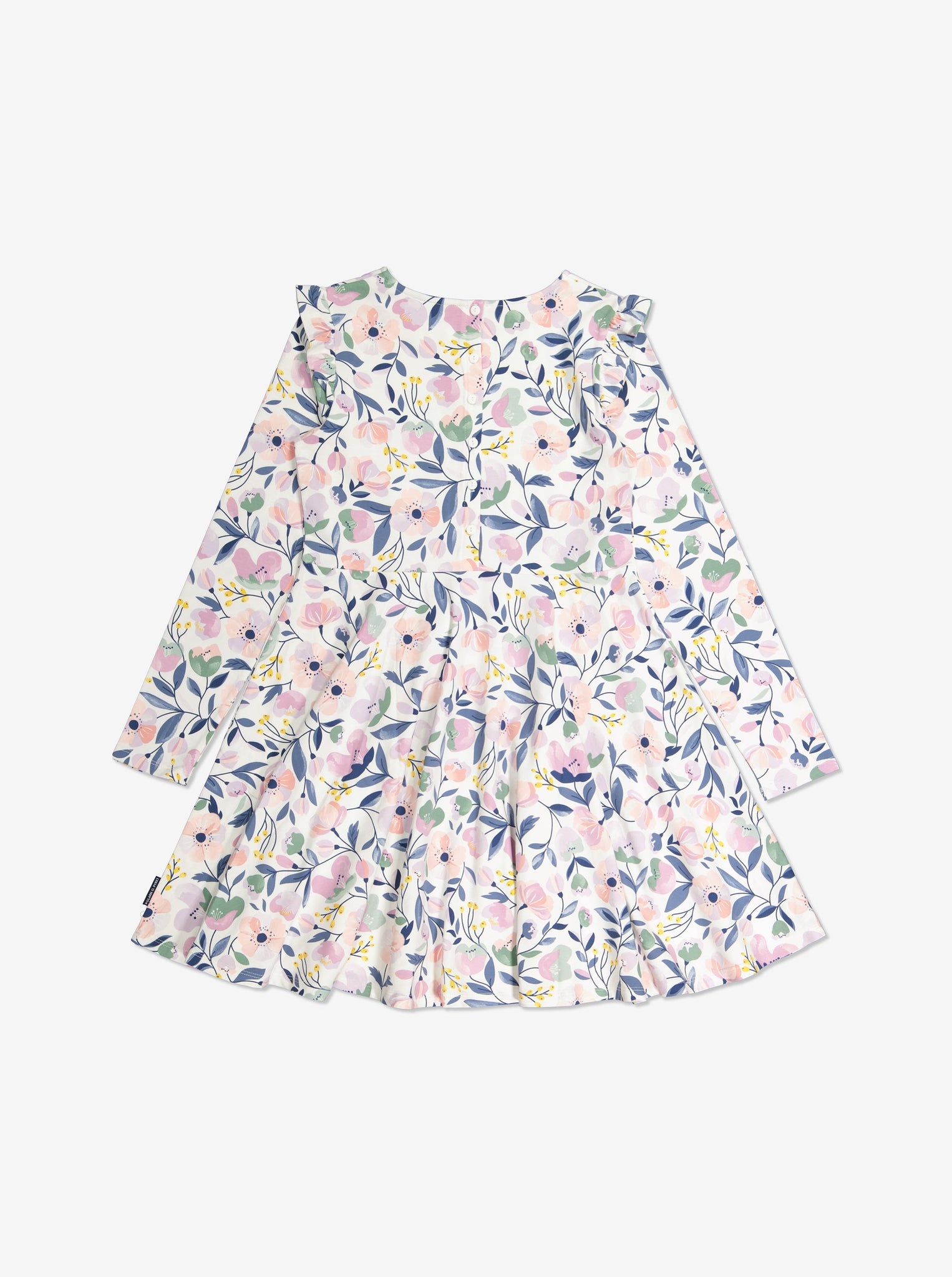  Organic White Floral Girls Dress from Polarn O. Pyret Kidswear. Made from sustainable materials.