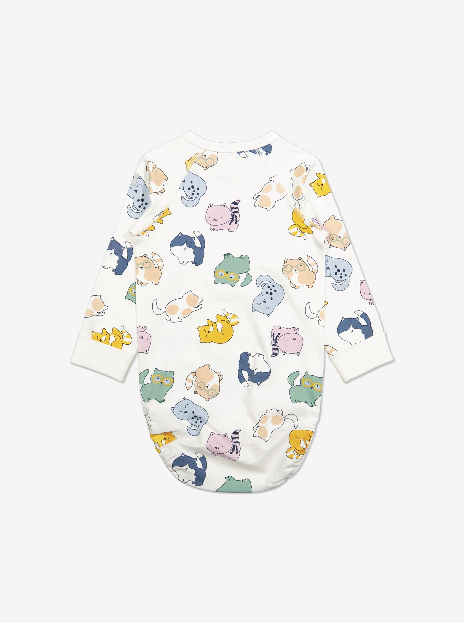  Organic White Cat Babygrow from Polarn O. Pyret Kidswear. Made from sustainable materials.