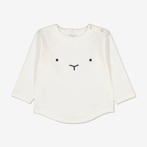  Organic White Rabbit Newborn Baby Top from Polarn O. Pyret Kidswear. Made from eco-friendly materials.