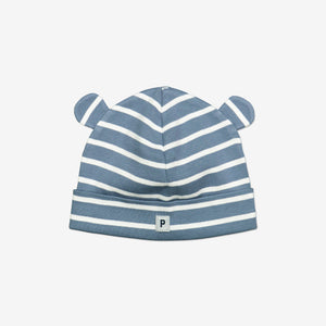  Organic Blue Baby Beanie Hat from Polarn O. Pyret Kidswear. Made with 100% organic cotton.