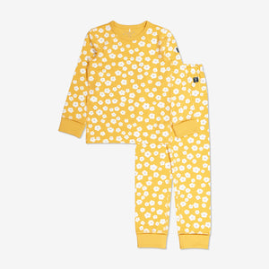  Organic Yellow Floral Kids Pyjamas from Polarn O. Pyret Kidswear. Made from environmentally friendly materials.