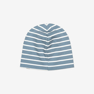 Striped Blue Kids Beanie Hat from Polarn O. Pyret Kidswear. Warm kids beanie