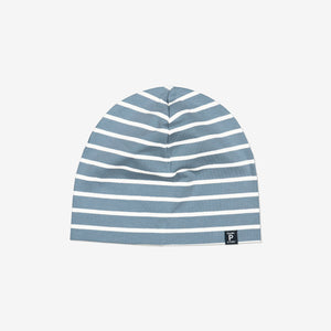 Striped Blue Kids Beanie Hat from Polarn O. Pyret Kidswear. Warm kids beanie