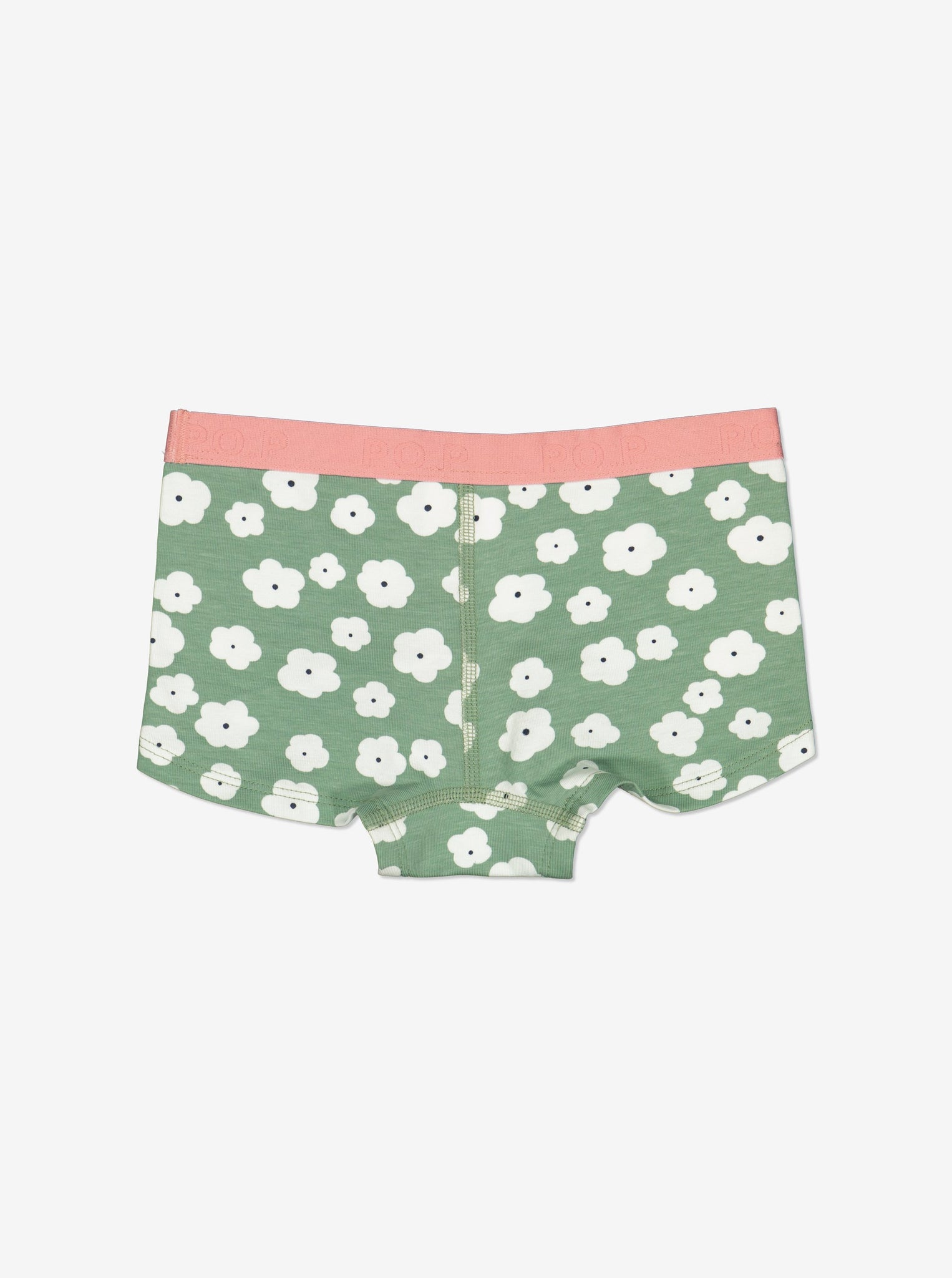  Organic Green Floral Girls Briefs from Polarn O. Pyret Kidswear. Made from sustainable materials.