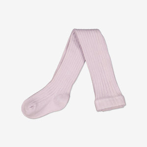  Organic Pink Baby Ribbed Tights from Polarn O. Pyret Kidswear. Made from eco-friendly materials.