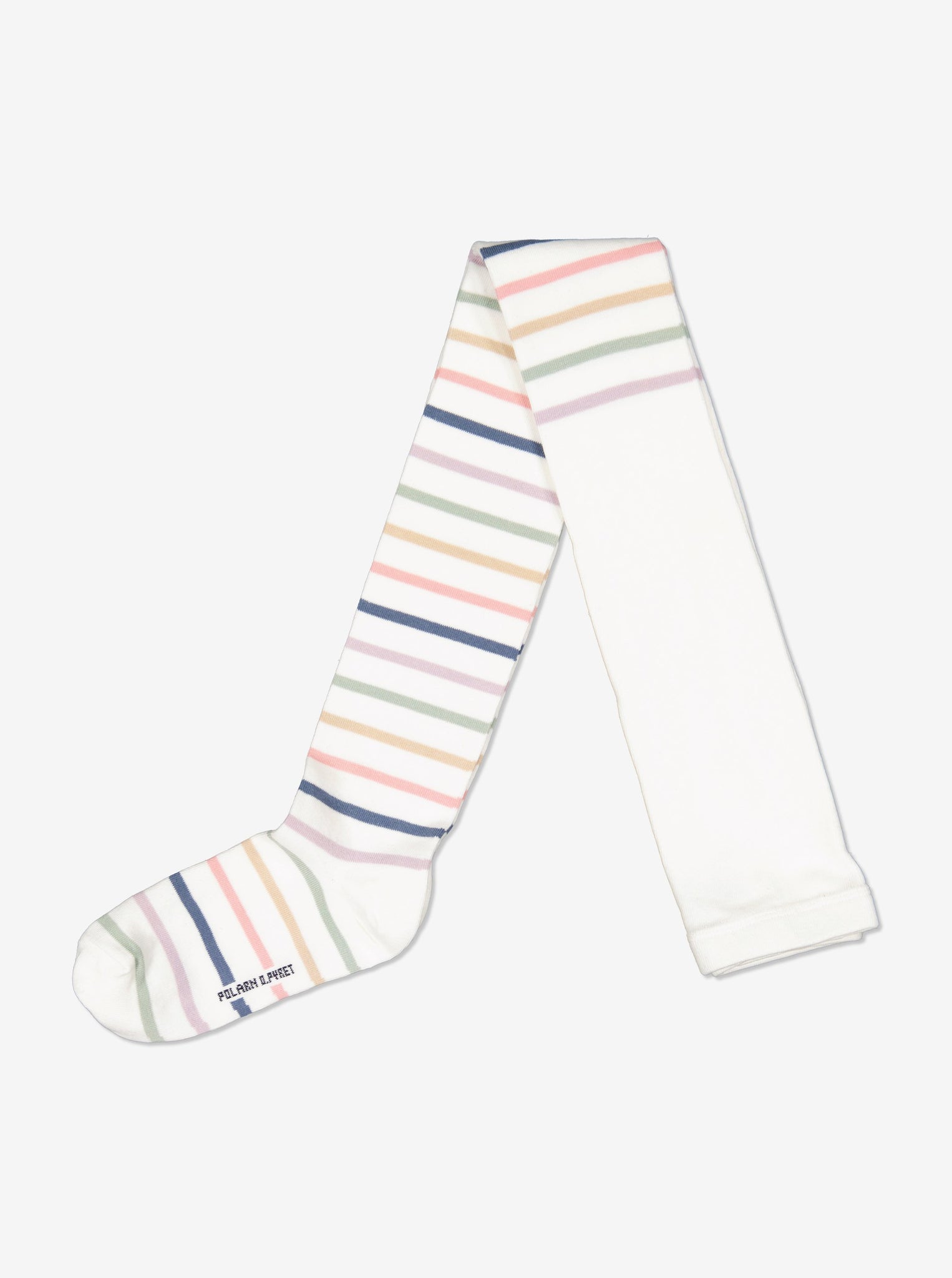  Organic Striped White Kids Tights from Polarn O. Pyret Kidswear. Made from eco-friendly materials.