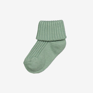  Organic Cotton Green Baby Socks from Polarn O. Pyret Kidswear. Made from environmentally friendly materials.