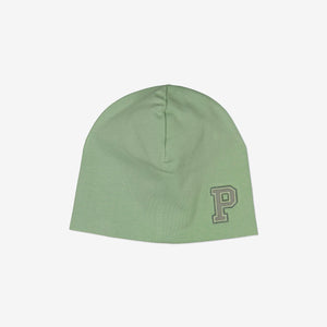 Green Kids Beanie Hat from Polarn O. Pyret Kidswear. Warm kids beanie