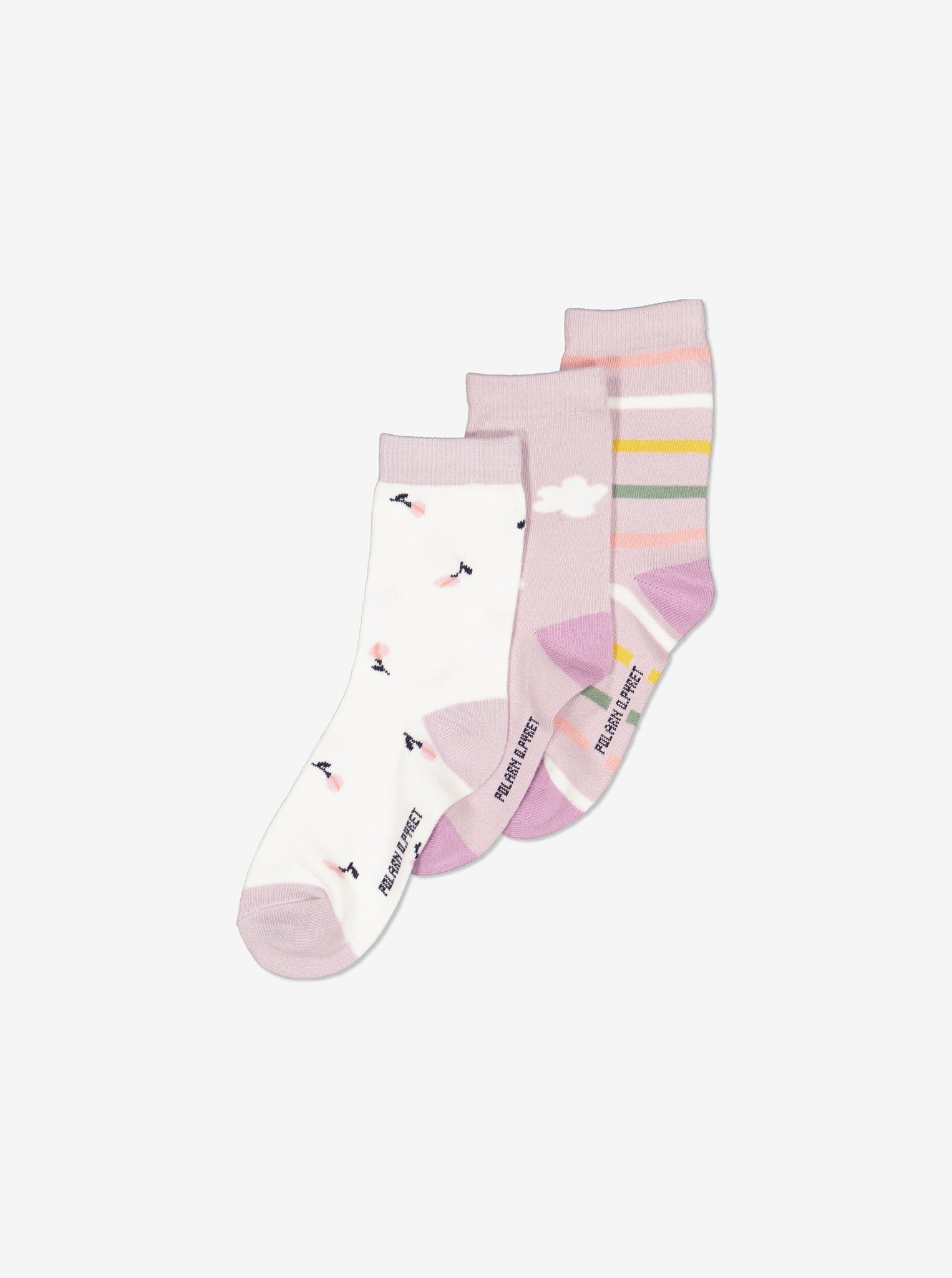 Organic Cotton Pink Kids Socks Multipack from Polarn O. Pyret Kidswear. Made from environmentally friendly materials.
