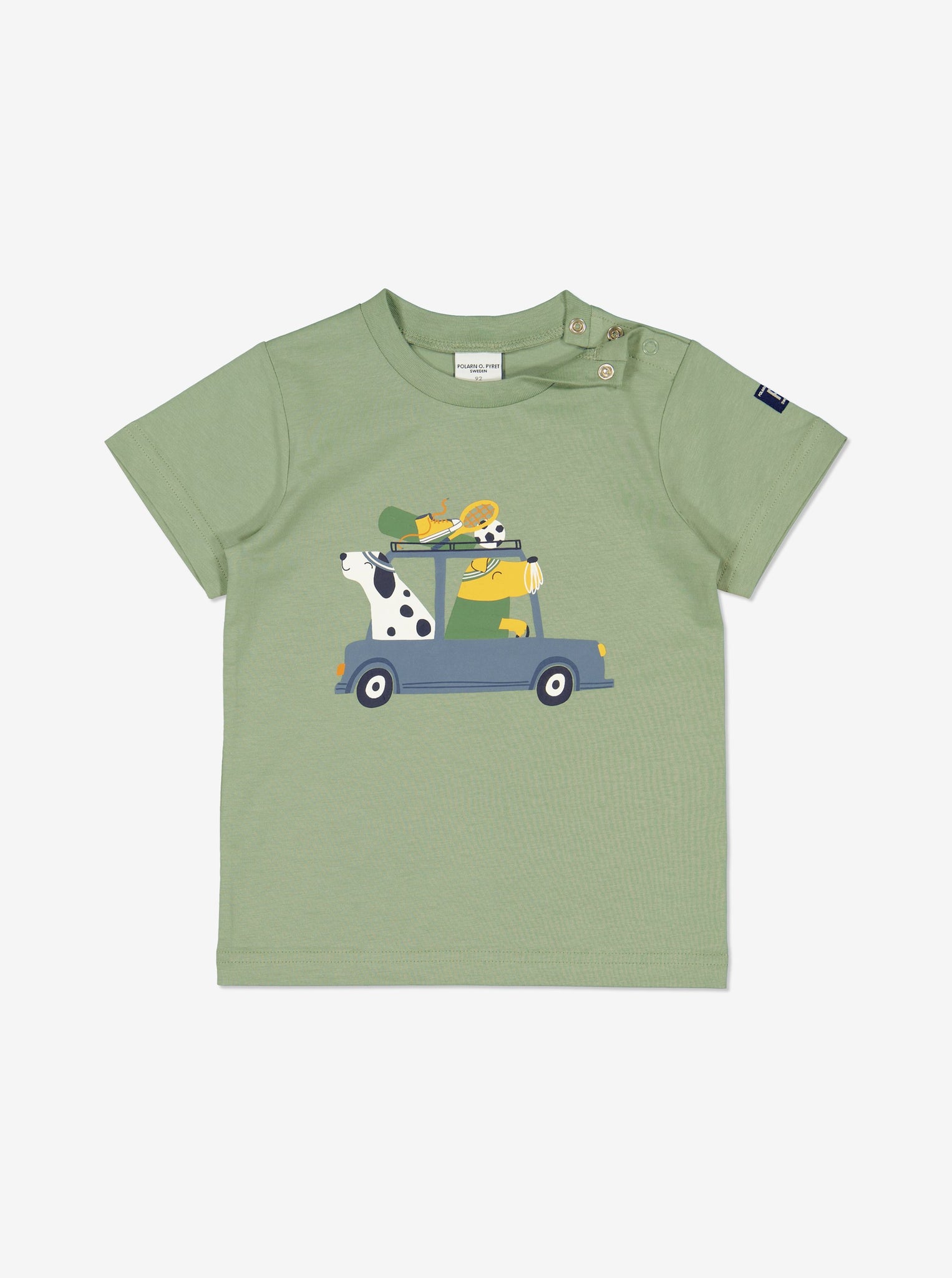  Organic Green Animal Print Kids T-Shirt from Polarn O. Pyret Kidswear. Made with 100% organic cotton.
