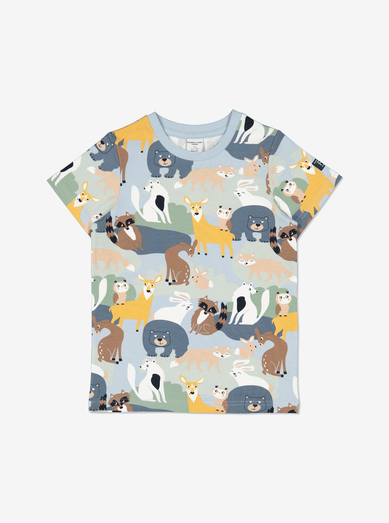  Blue Animal Print Kids T-shirt from Polarn O. Pyret Kidswear. Made using eco-friendly materials.