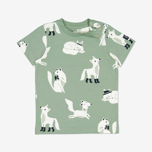  Organic Cotton Wolf Print Kids T-Shirt from Polarn O. Pyret Kidswear. Made using ethically sourced materials.