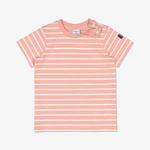  Cotton Striped Pink Kids T-Shirt from Polarn O. Pyret Kidswear. Made using eco-friendly materials.