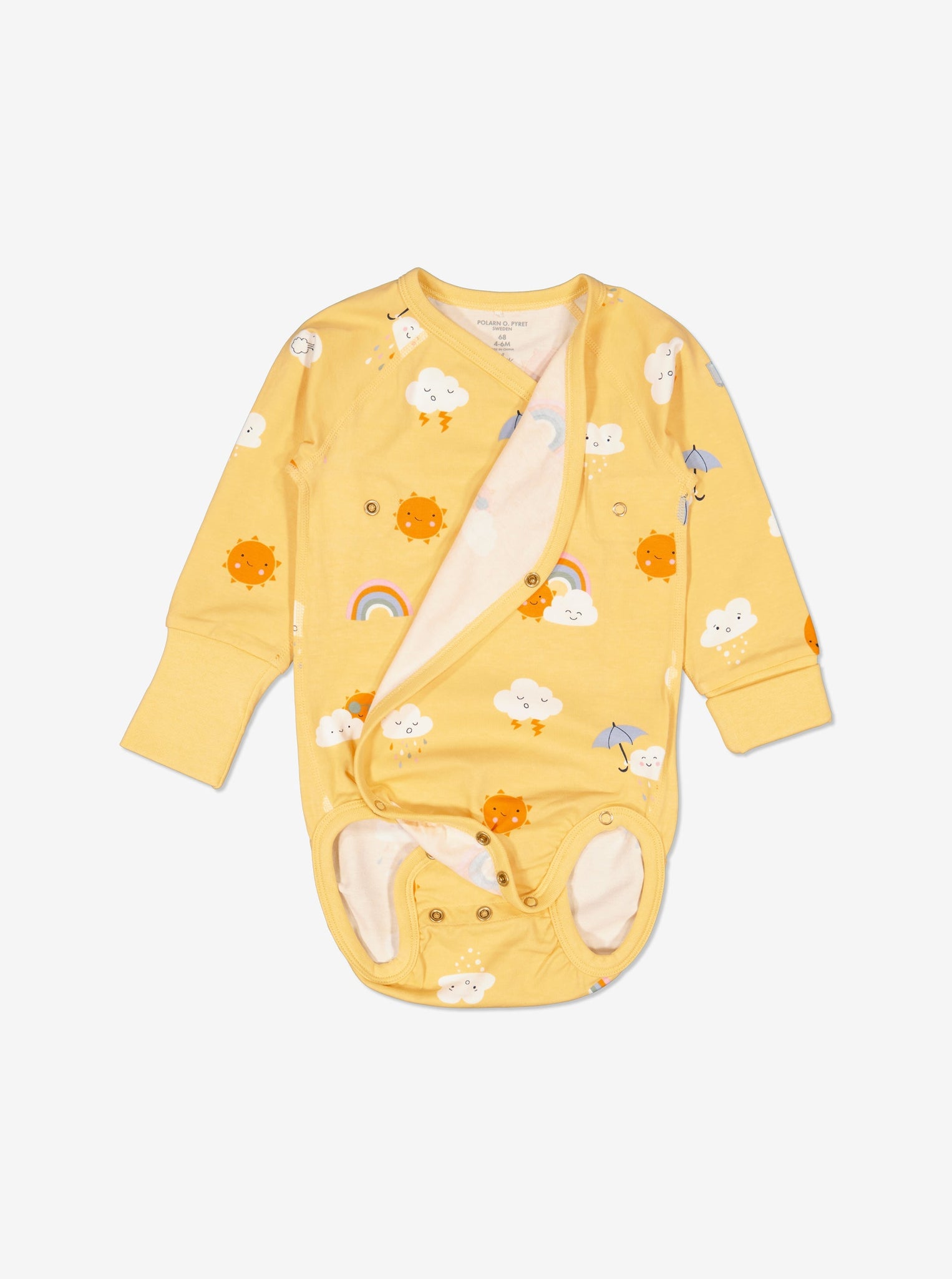  Rainbow Newborn Wraparound Babygrow from Polarn O. Pyret Kidswear. Made using ethically sourced materials.