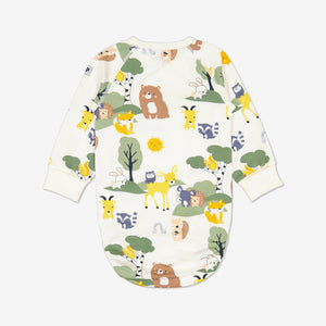  Animal Friends Wraparound Babygrow from Polarn O. Pyret Kidswear. Made from sustainable materials.