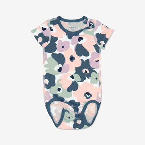  Pink Floral Newborn Babygrow from Polarn O. Pyret Kidswear. Made using environmentally friendly materials.