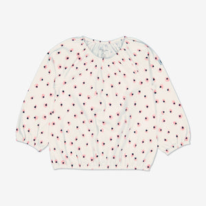  White Heart Print Newborn Baby Top from Polarn O. Pyret Kidswear. Made using environmentally friendly materials.