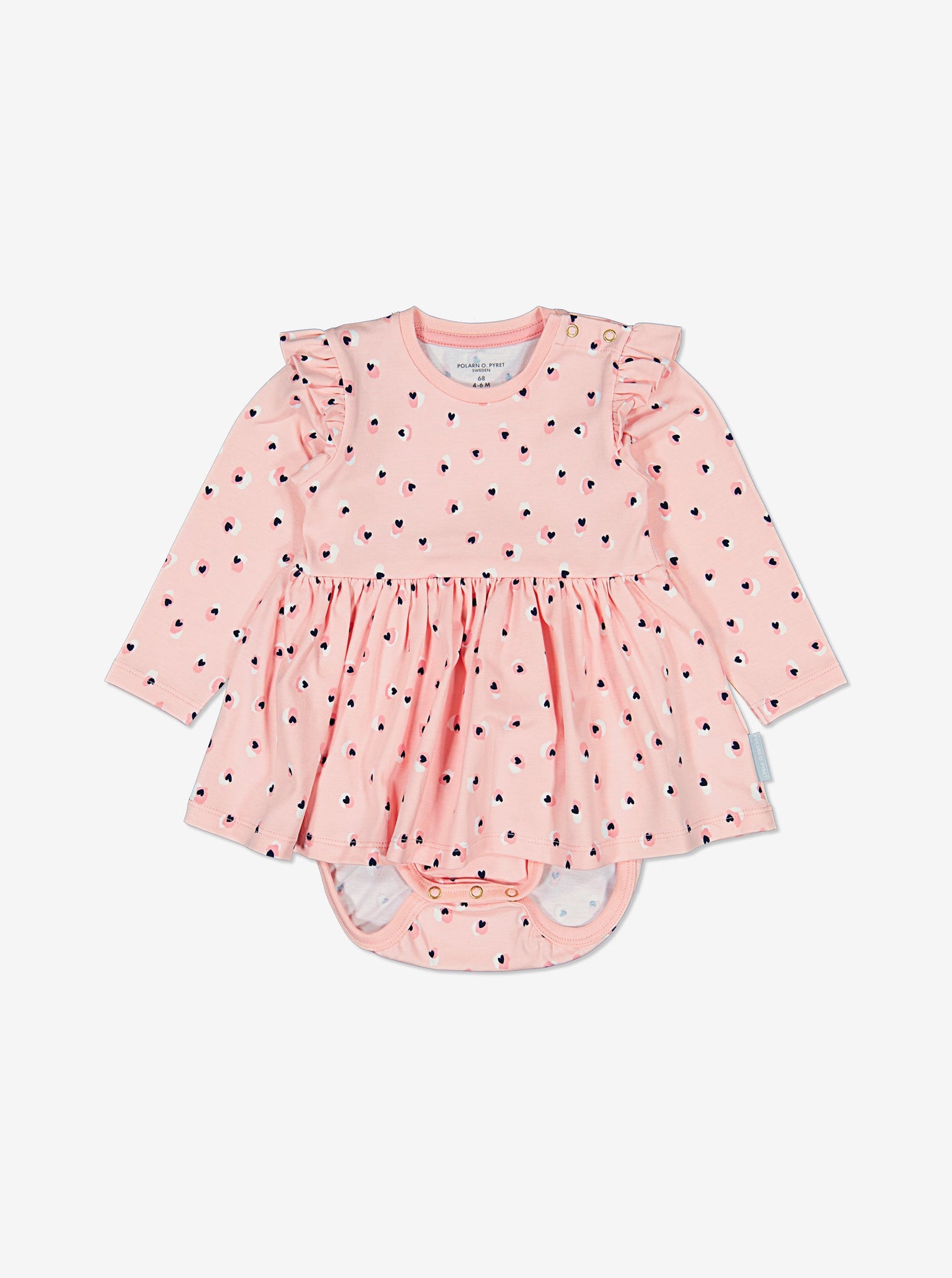  Pink Floral Baby Bodysuit & Dress from Polarn O. Pyret Kidswear. Made using sustainable materials.