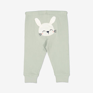  Organic Cotton Green Baby Leggings from Polarn O. Pyret Kidswear. Made Using GOTS Certified Organic Cotton