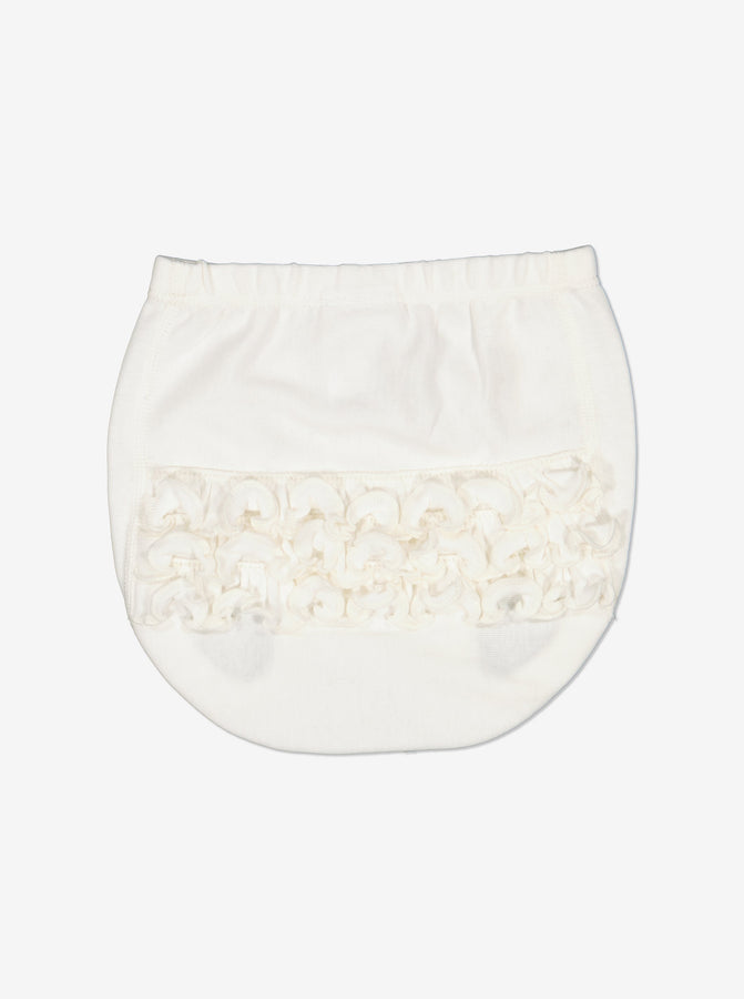  Organic Cotton Frilled Baby Pants from Polarn O. Pyret Kidswear. Made using environmentally friendly materials.