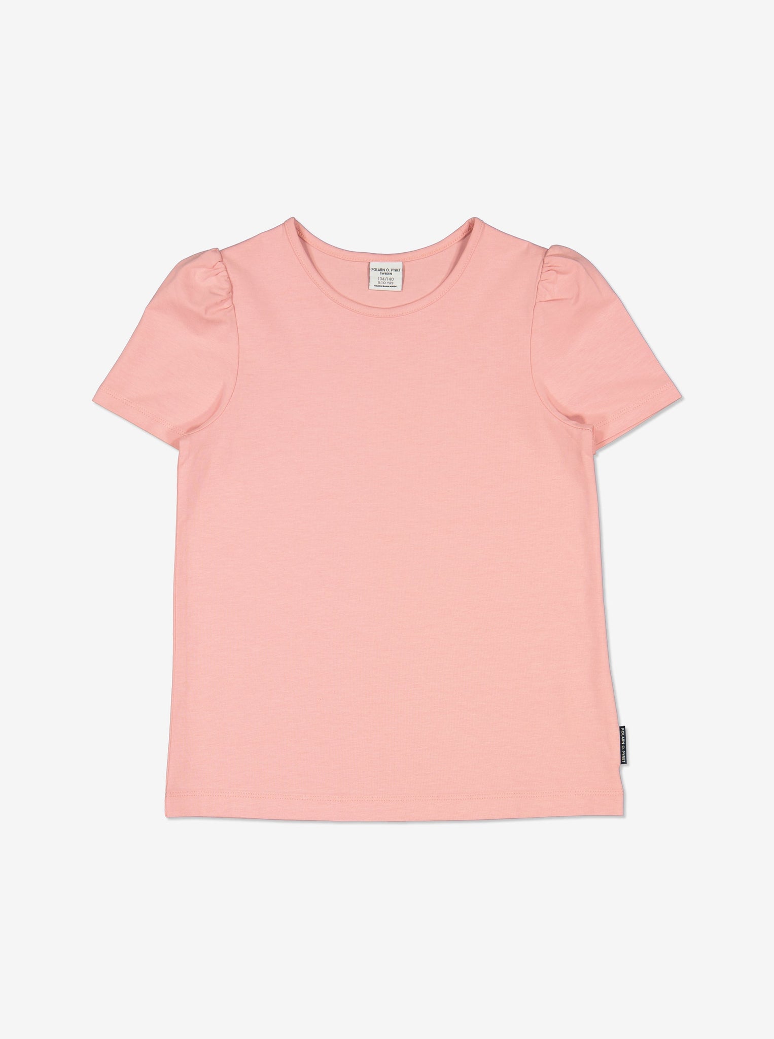  Puffed Sleeve Pink Girls Top from Polarn O. Pyret Kidswear. Made using eco-friendly materials.