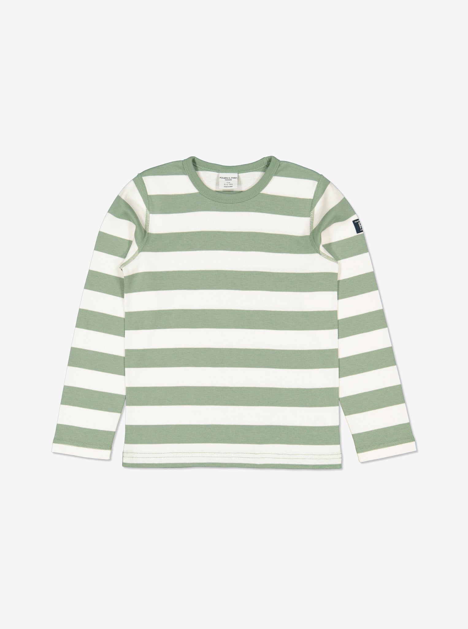  Organic Cotton Green Striped Kids Top from Polarn O. Pyret Kidswear. Made using ethically sourced materials.