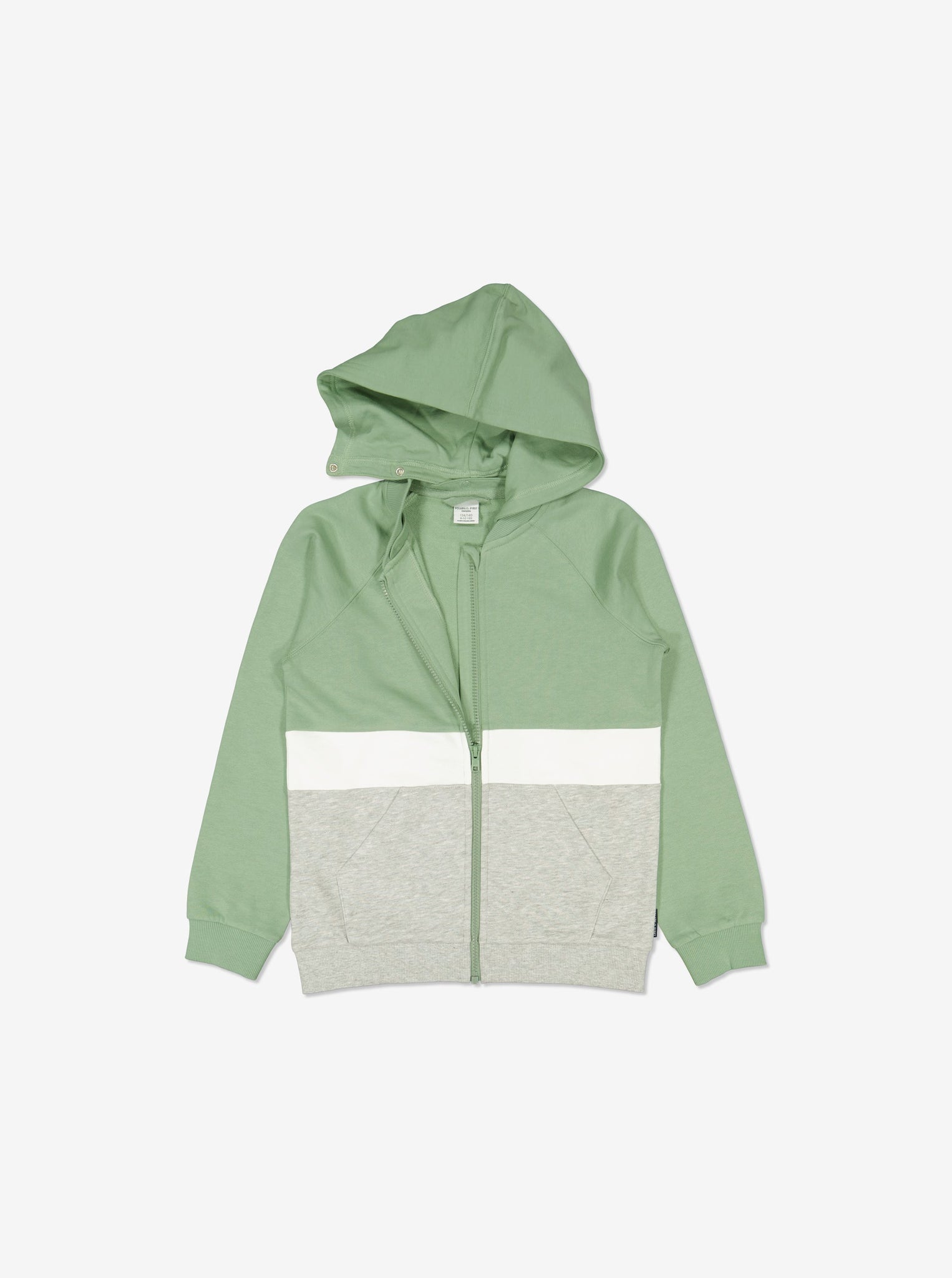  Green Colour Block Kids Hoodie from Polarn O. Pyret Kidswear. Made using environmentally friendly materials.