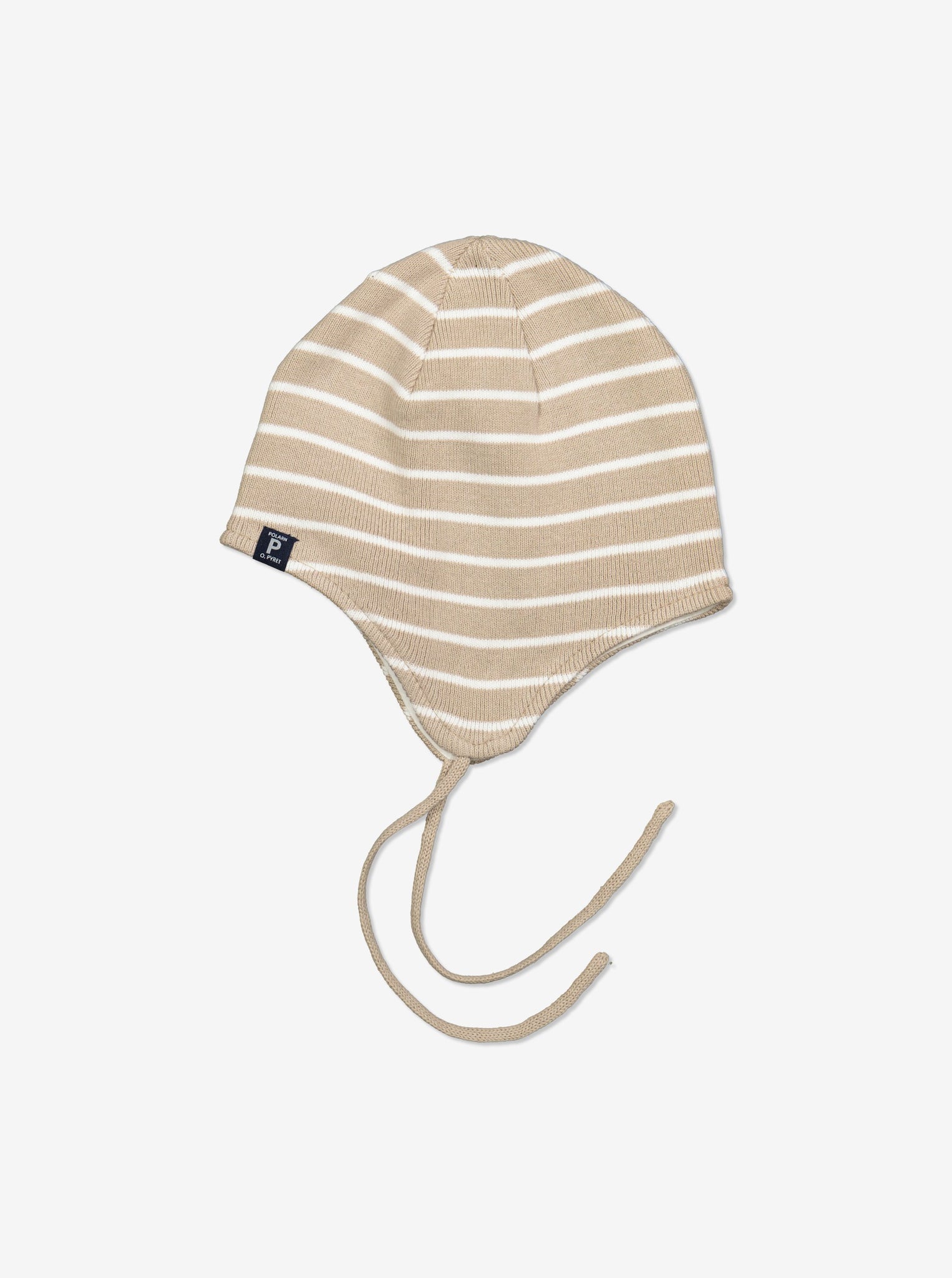 Striped Beige Baby Beanie Hat from Polarn O. Pyret Kidswear. Warm kids beanie
