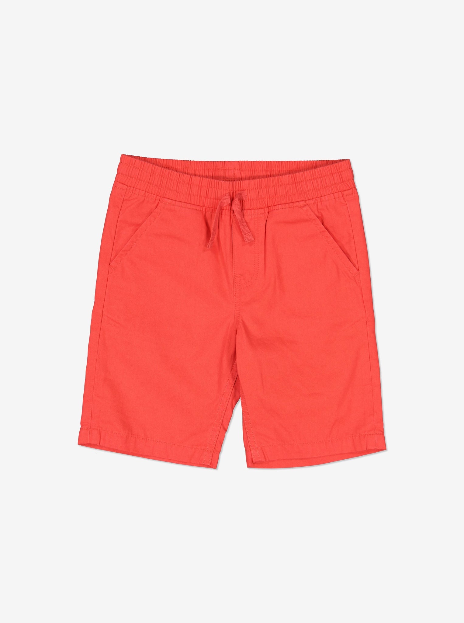 Red Organic Cotton Kids Chino Shorts from Polarn O. Pyret Kidswear. Made from 100% GOTS Organic Cotton.