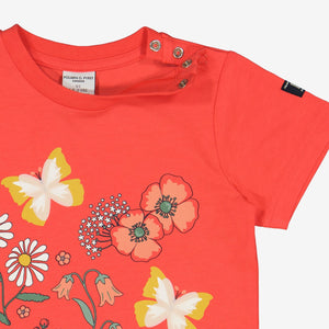 Butterfly Print Red Kids T-Shirt from Polarn O. Pyret Kidswear. Ethically made and sustainably sourced materials.