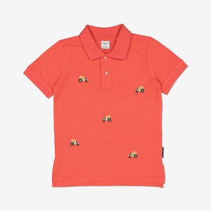 Kids Tractor Polo Shirt from Polarn O. Pyret Kidswear. Made from 100% GOTS Organic Cotton.