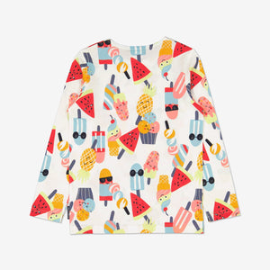 Ice Cream Print Girls Top from Polarn O. Pyret Kidswear. Made from 100% GOTS Organic Cotton.