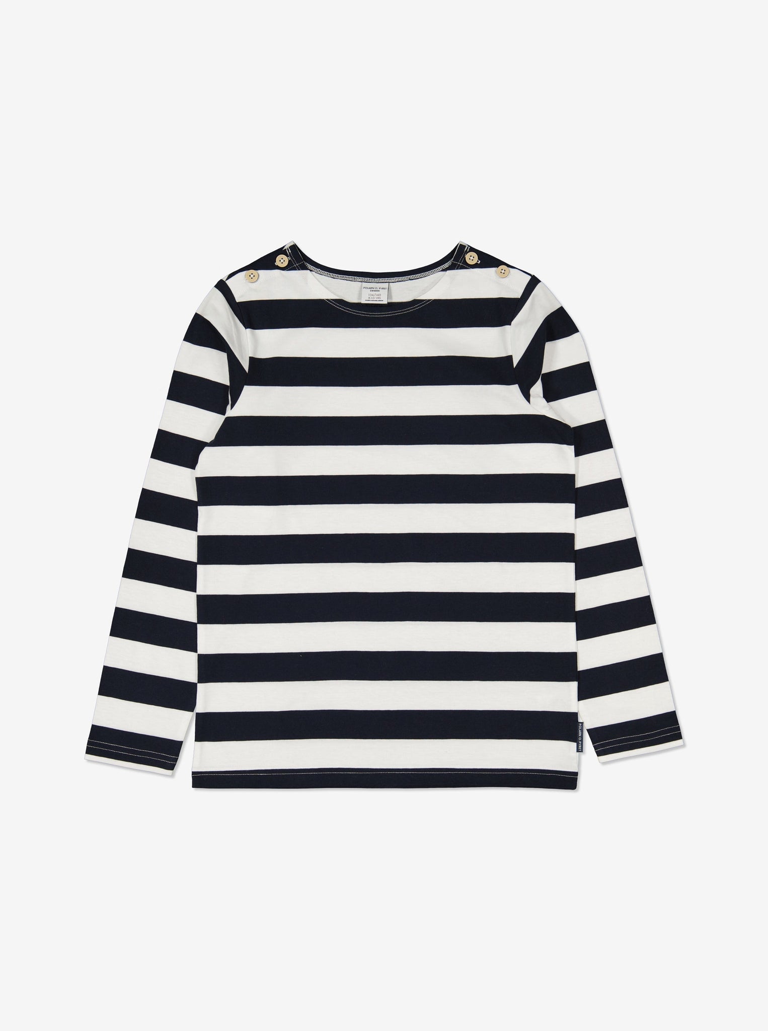 Striped Navy Unisex Kids Top from Polarn O. Pyret Kidswear. Made from 100% GOTS Organic Cotton.