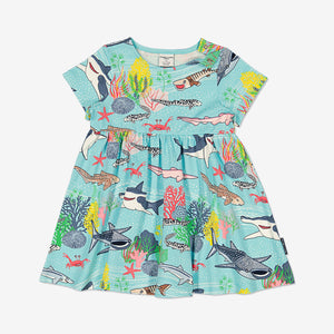 Sealife Print Girls Dress from Polarn O. Pyret Kidswear. Made using sustainable sourced materials.