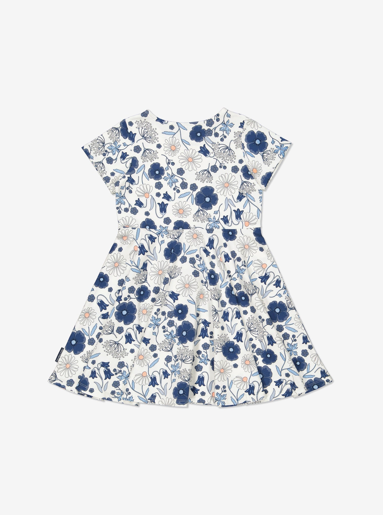 Organic Blue Floral Girls Dress from Polarn O. Pyret Kidswear. Made using sustainable sourced materials.