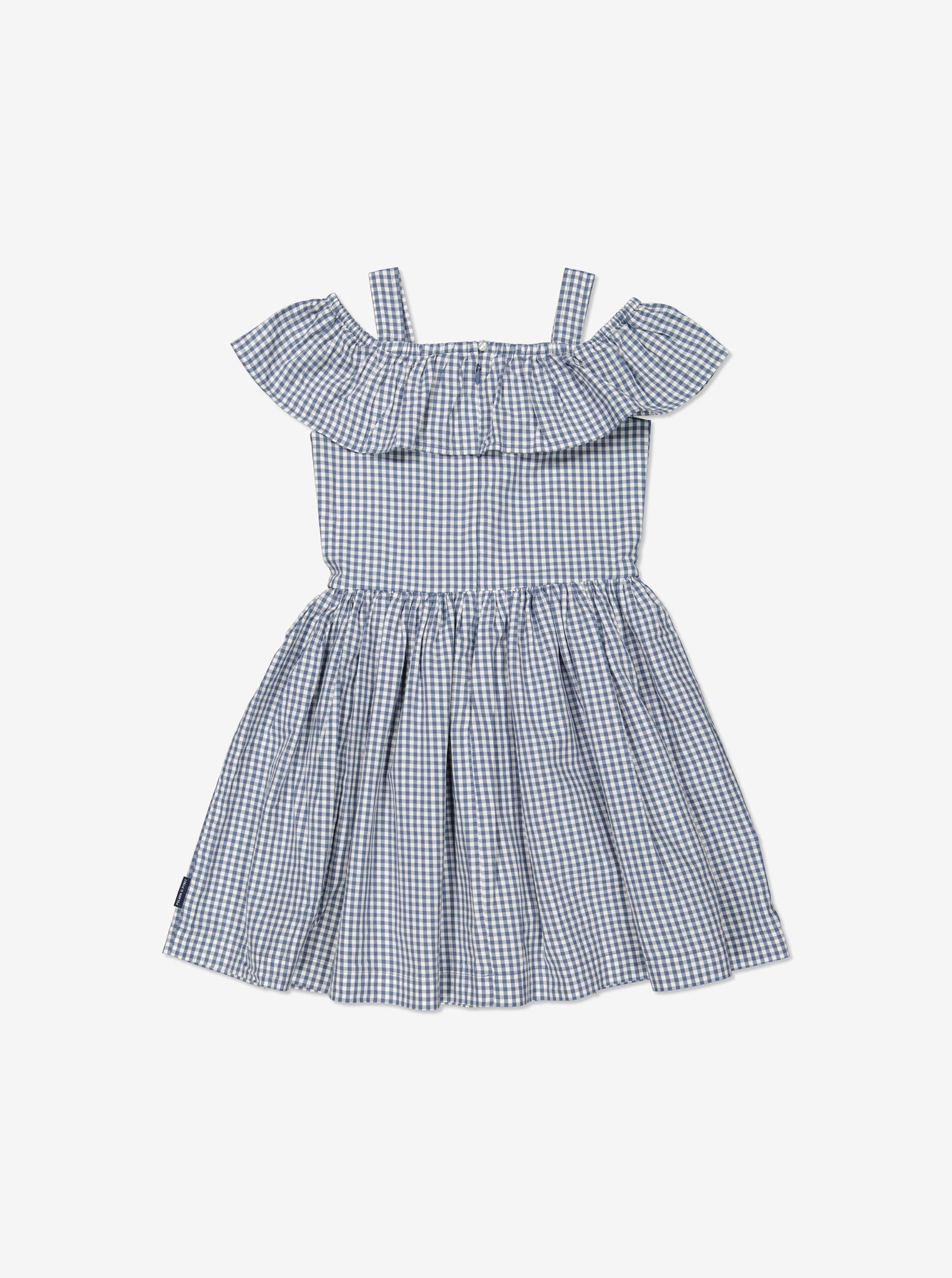 Organic Cotton Blue Checked Girls Dress from Polarn O. Pyret Kidswear. Made from 100% GOTS Organic Cotton.