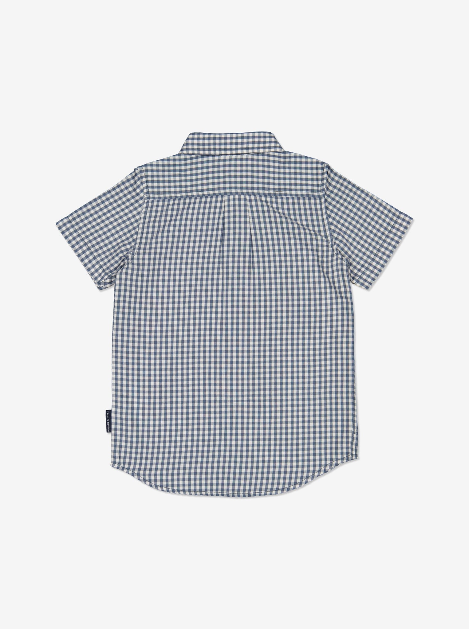 Blue Checked Boys Shirt from Polarn O. Pyret Kidswear. Made from 100% GOTS Organic Cotton.