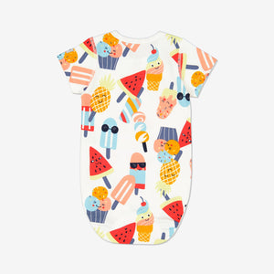 Ice Cream Print Newborn Babygrow from Polarn O. Pyret Kidswear. Made from ethically sourced materials.