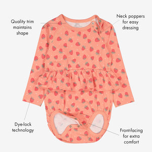 Strawberry Print Newborn Babygrow from Polarn O. Pyret Kidswear. Made from ethically sourced materials.