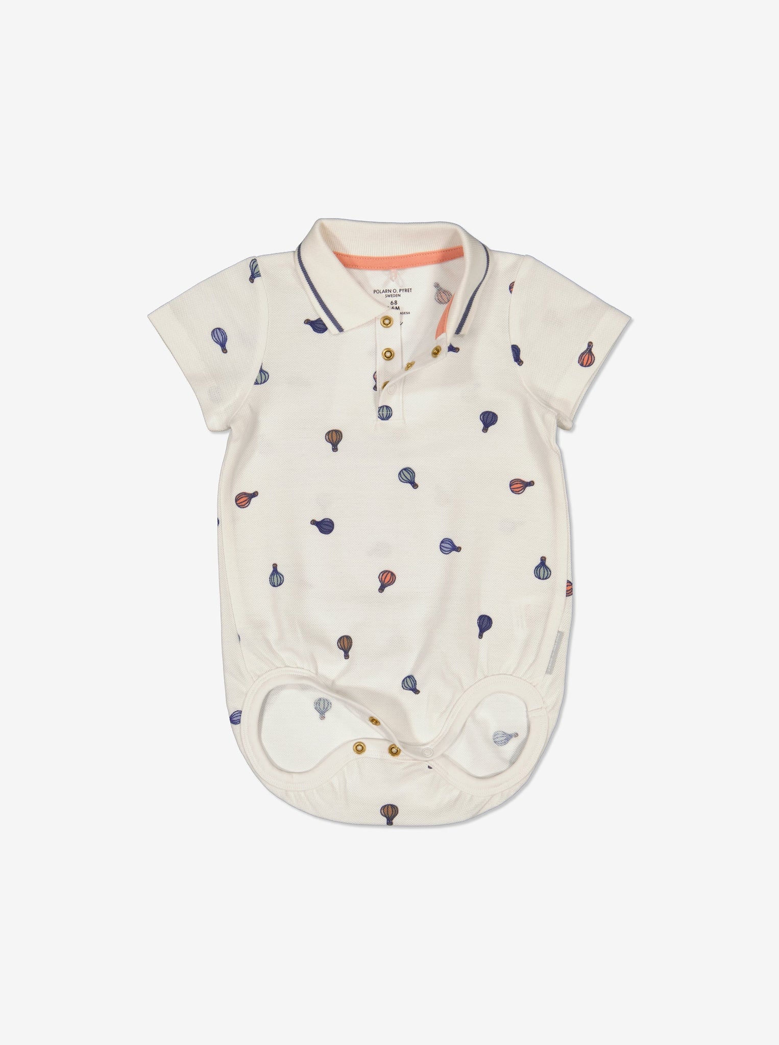 Newborn Baby White Polo Bodysuit from Polarn O. Pyret Kidswear. Made from 100% GOTS Organic Cotton.