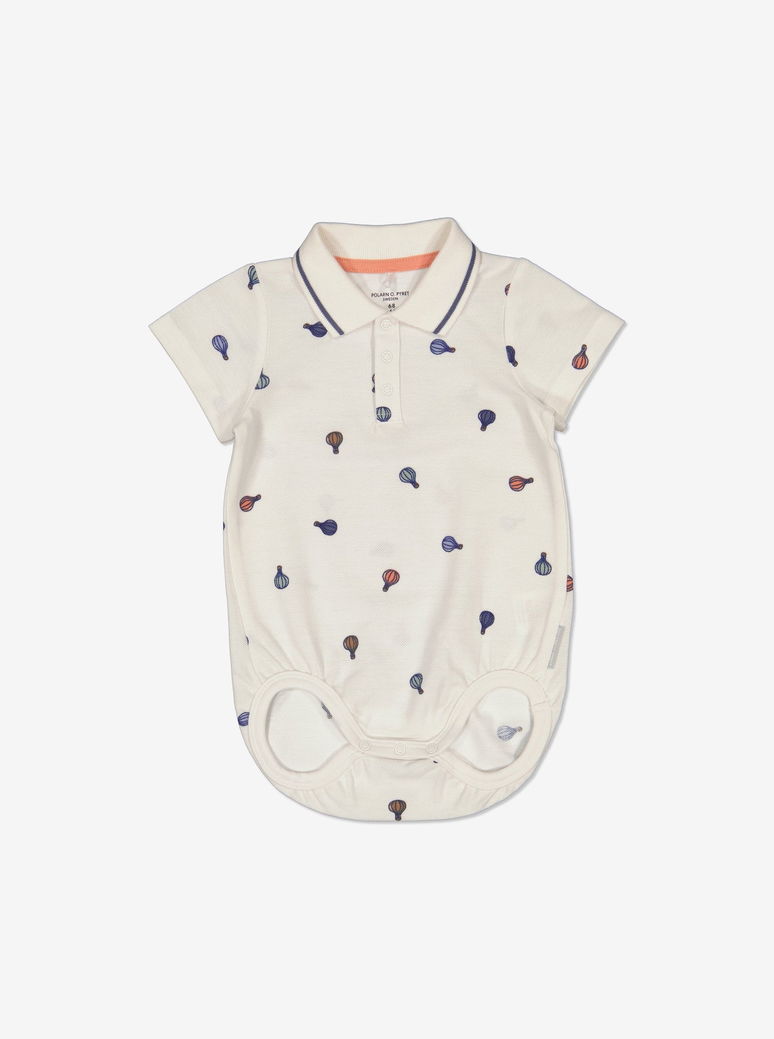 Newborn Baby White Polo Bodysuit from Polarn O. Pyret Kidswear. Made from 100% GOTS Organic Cotton.