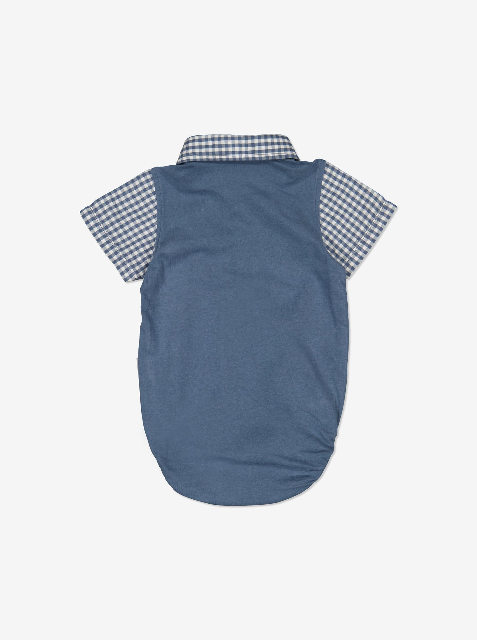 Blue Checked Newborn Babygrow Shirt from Polarn O. Pyret Kidswear. Made from ethically sourced materials.