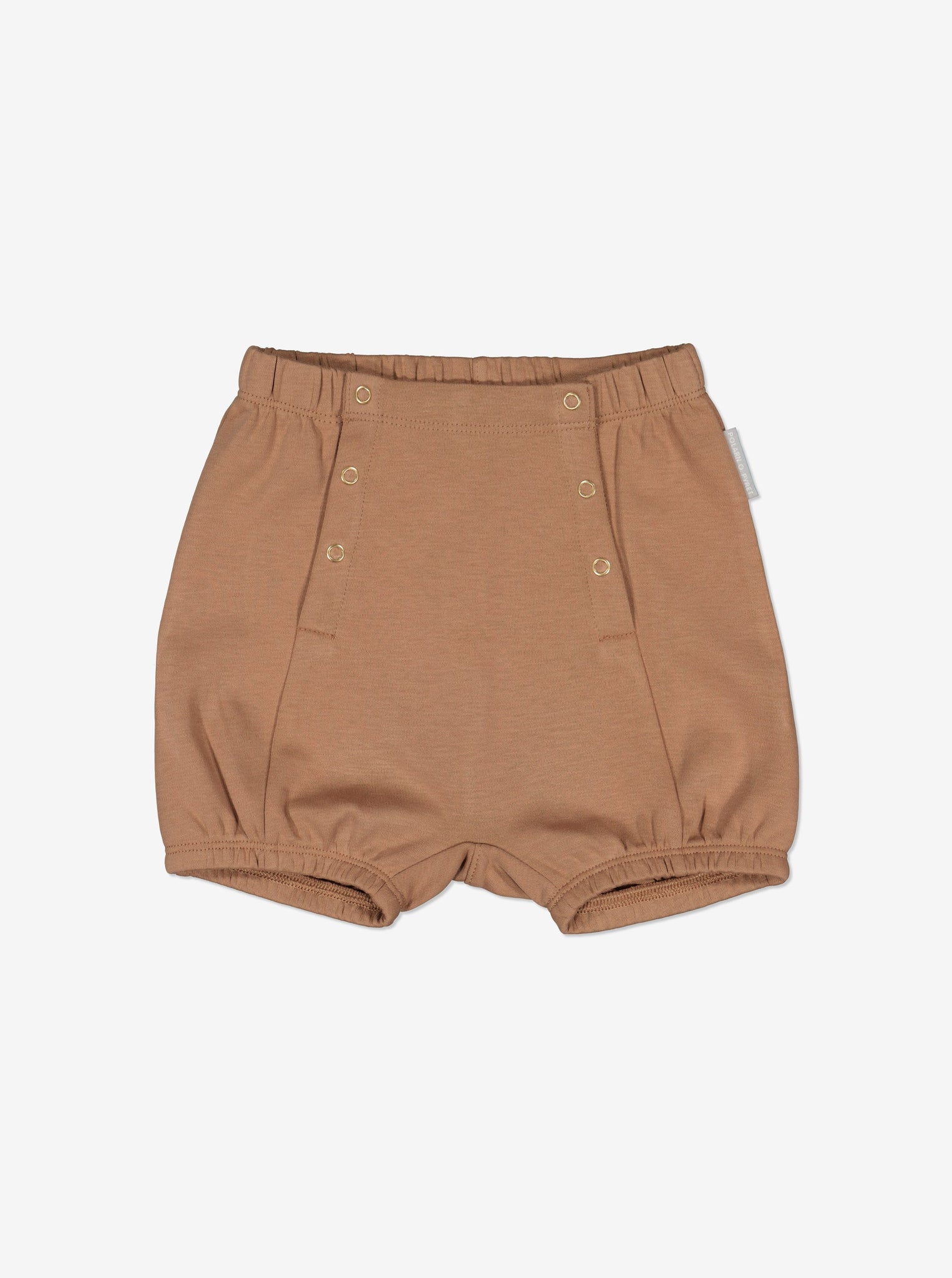 Organic Cotton Beige Baby Shorts from Polarn O. Pyret Kidswear. Made from 100% GOTS Organic Cotton.