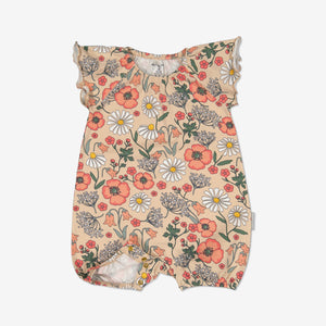 Floral Newborn Baby Playsuit from Polarn O. Pyret Kidswear. Made from ethically sourced materials.