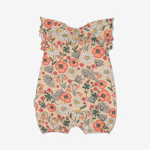 Floral Newborn Baby Playsuit from Polarn O. Pyret Kidswear. Made from ethically sourced materials.
