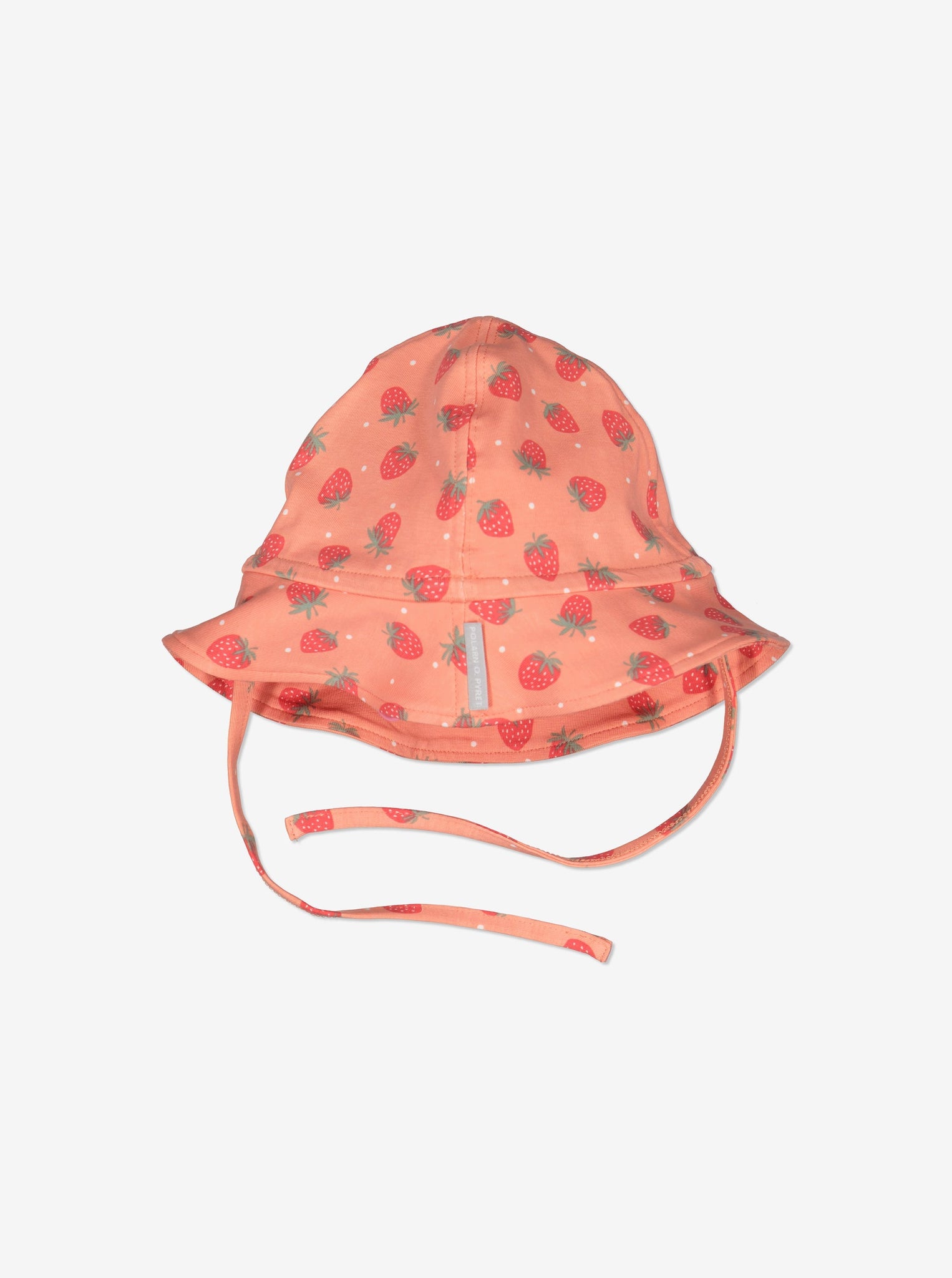 Red Strawberry Print Baby Sun Hat from Polarn O. Pyret Kidswear. Made from ethically sourced materials.