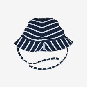 Navy Newborn Baby Sun Hat from Polarn O. Pyret Kidswear. Made using sustainable sourced materials.