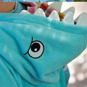 Blue Shark Kids Swim Beach Towel from Polarn O. Pyret Kidswear. Made using sustainable sourced materials.